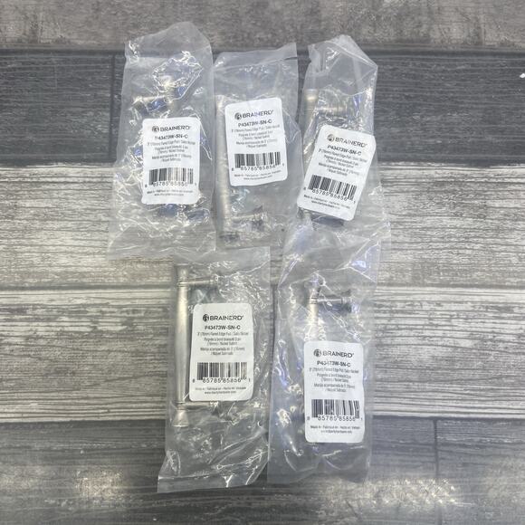 Brainerd Flared Edge 3″ Satin Nickel Rectangular Bar Pull Lot Of 5 {HH} - Picture 2 of 9